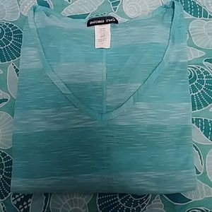 Women's teal green v-neck top by Double Take